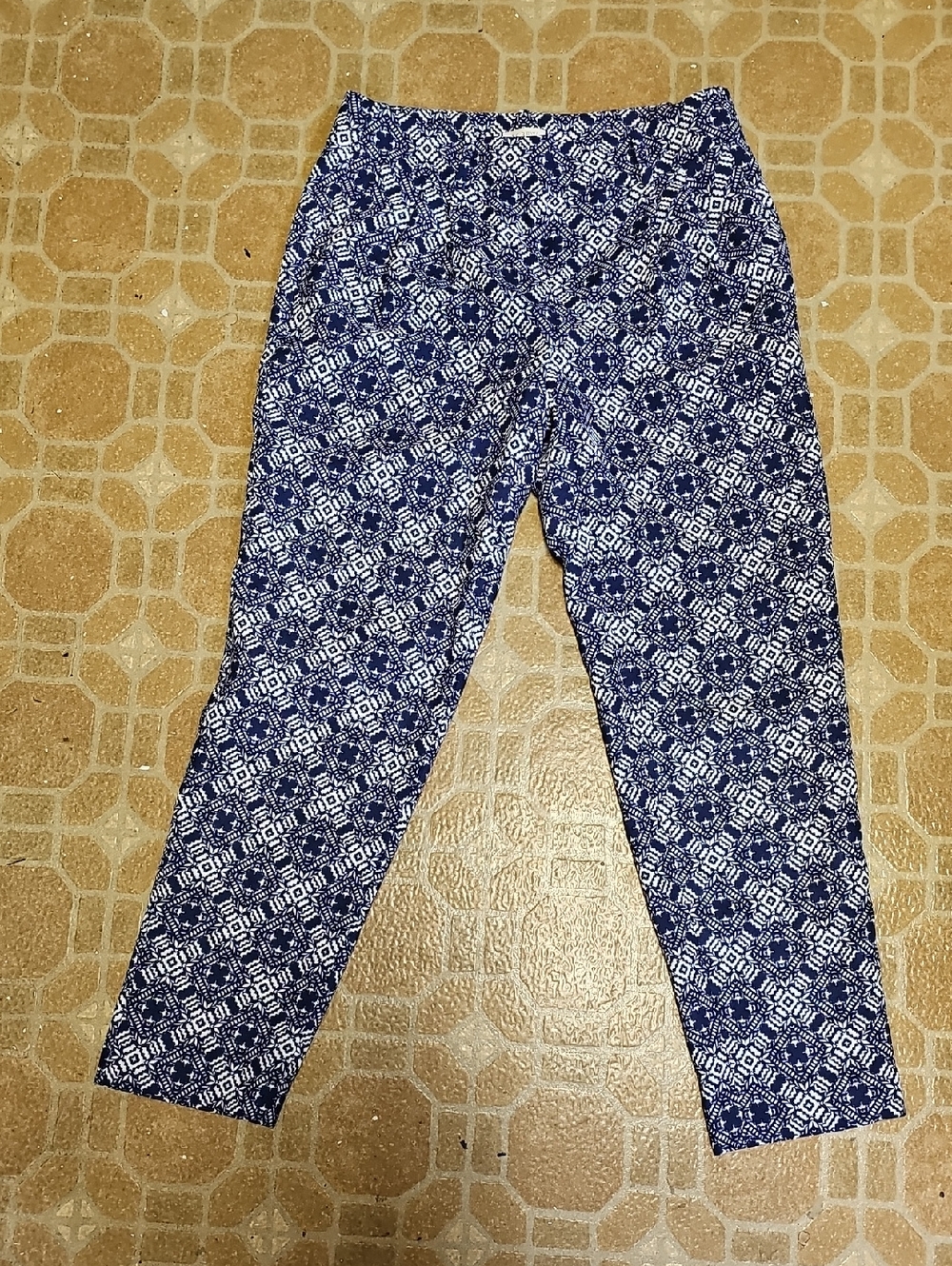J. Crew Navy and White Printed Trousers
